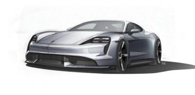 Porsche показал эскиз первого серийного электромобиля